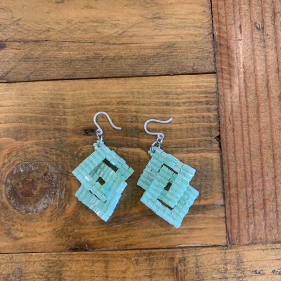 Sea Glass Color Beaded Earrings from Japan - Picture 10 of 11